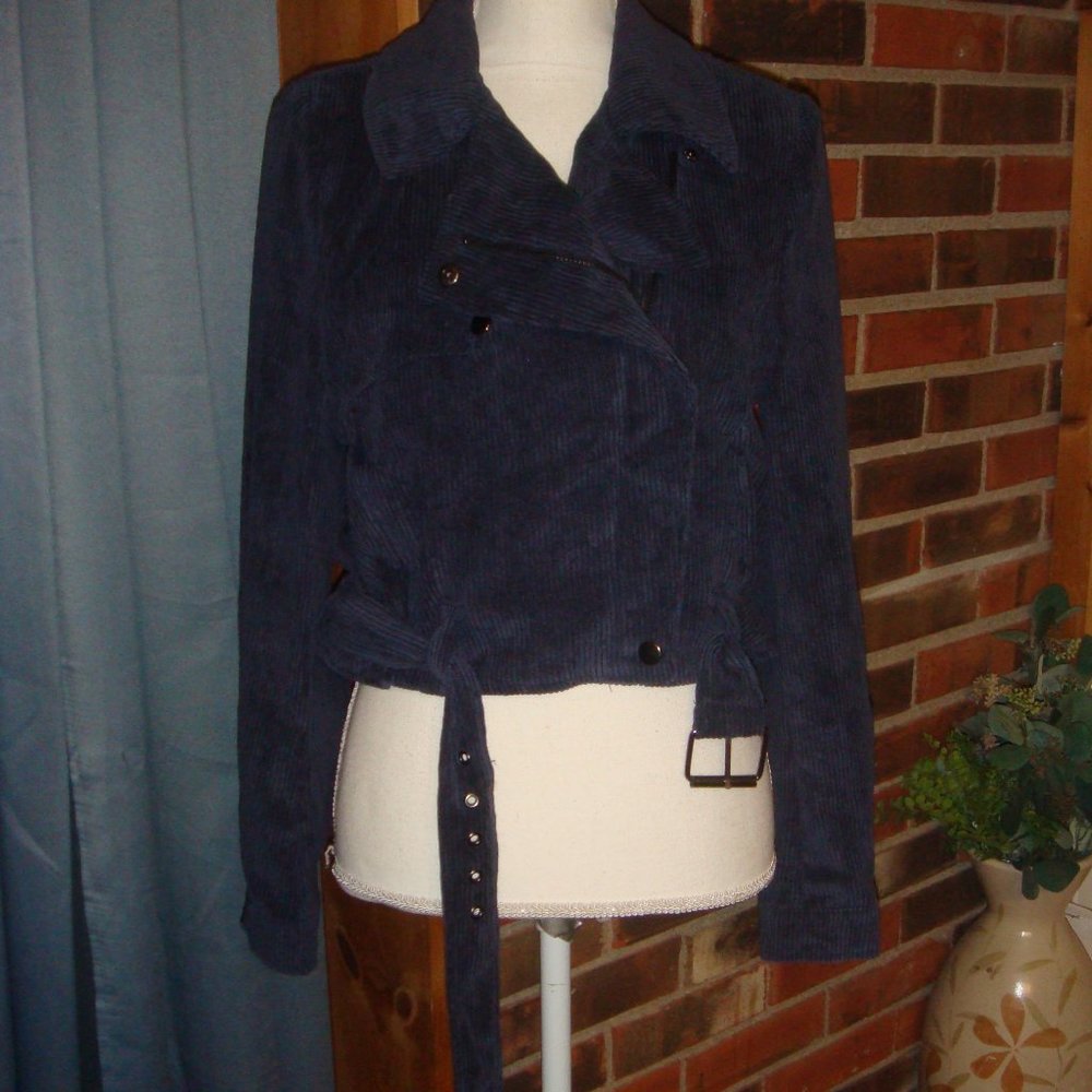 Mustard Seed Navy Blue Corduroy Moto Style Jacket S